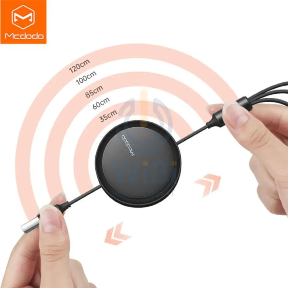 Mcdodo 3 in 1 Retractable Flat Cable Adjustable Length Universal – Black Accessories > Cables & Converters > Cables