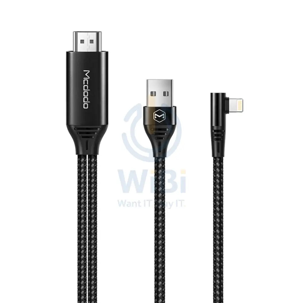 Mcdodo 90 Degree USB Lightning to HDMI 4K HD Adapter TV Cable 2 Meter for iPhone iPad Accessories > Cables & Converters