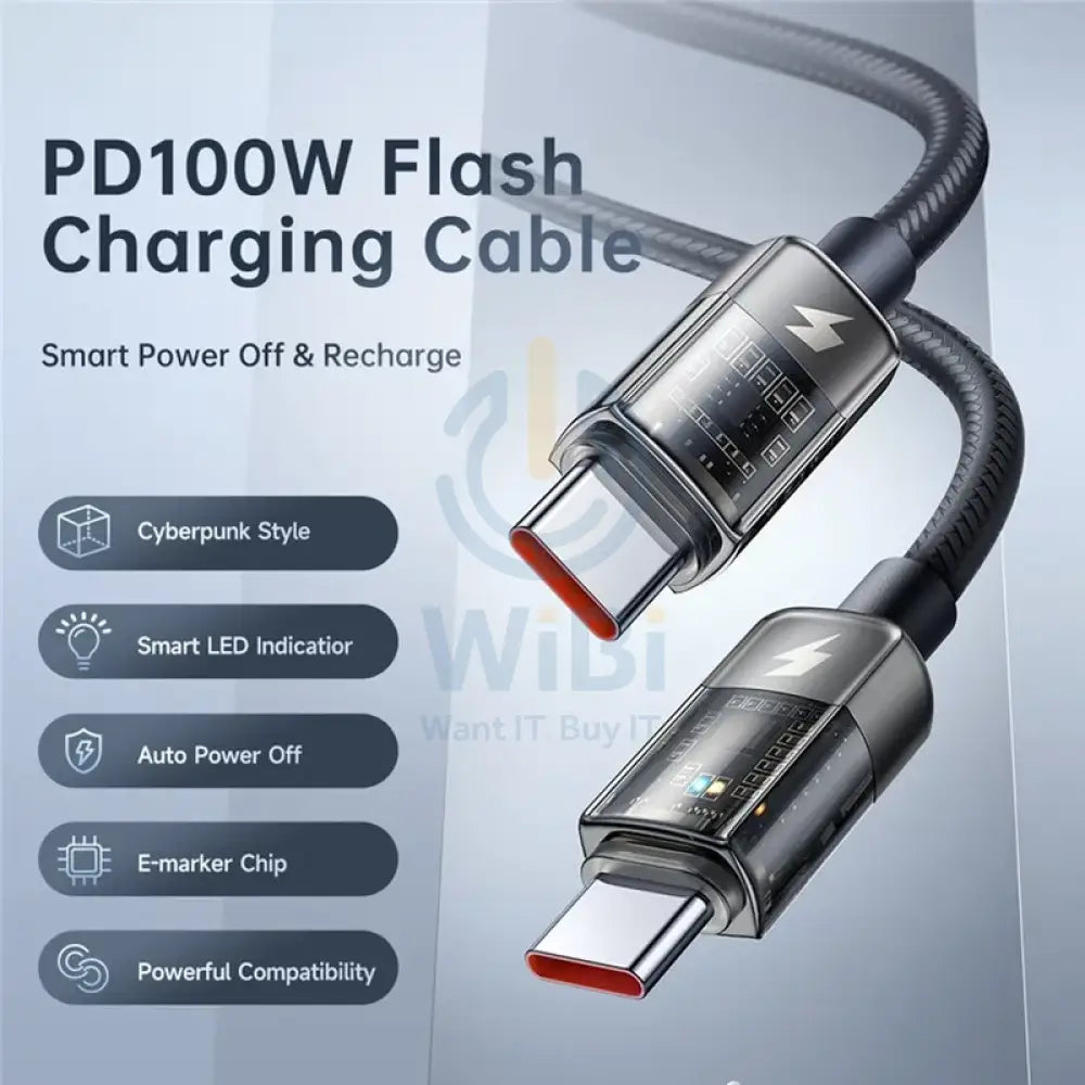 Mcdodo Auto Power Off PD 100W Type-c to Type-c Cable 1.2m Accessories > Cables & Converters