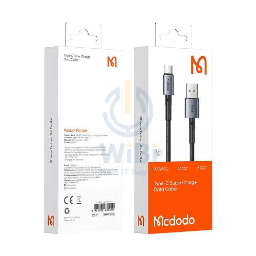 Mcdodo CA-3590 Cable USB-C 100W 1.2m - black Accessories > Cables & Converters > Cables