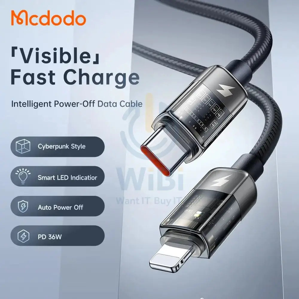 Mcdodo CA316 1.2M 36W PD to Lightning Led Indicator Cable Accessories > Mobiles & Tablets > Tablets