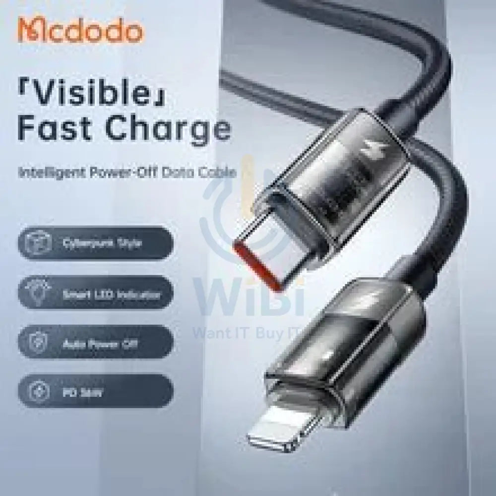 Mcdodo CA316 1.2M 36W PD to Lightning Led Indicator Cable Accessories > Mobiles & Tablets > Tablets