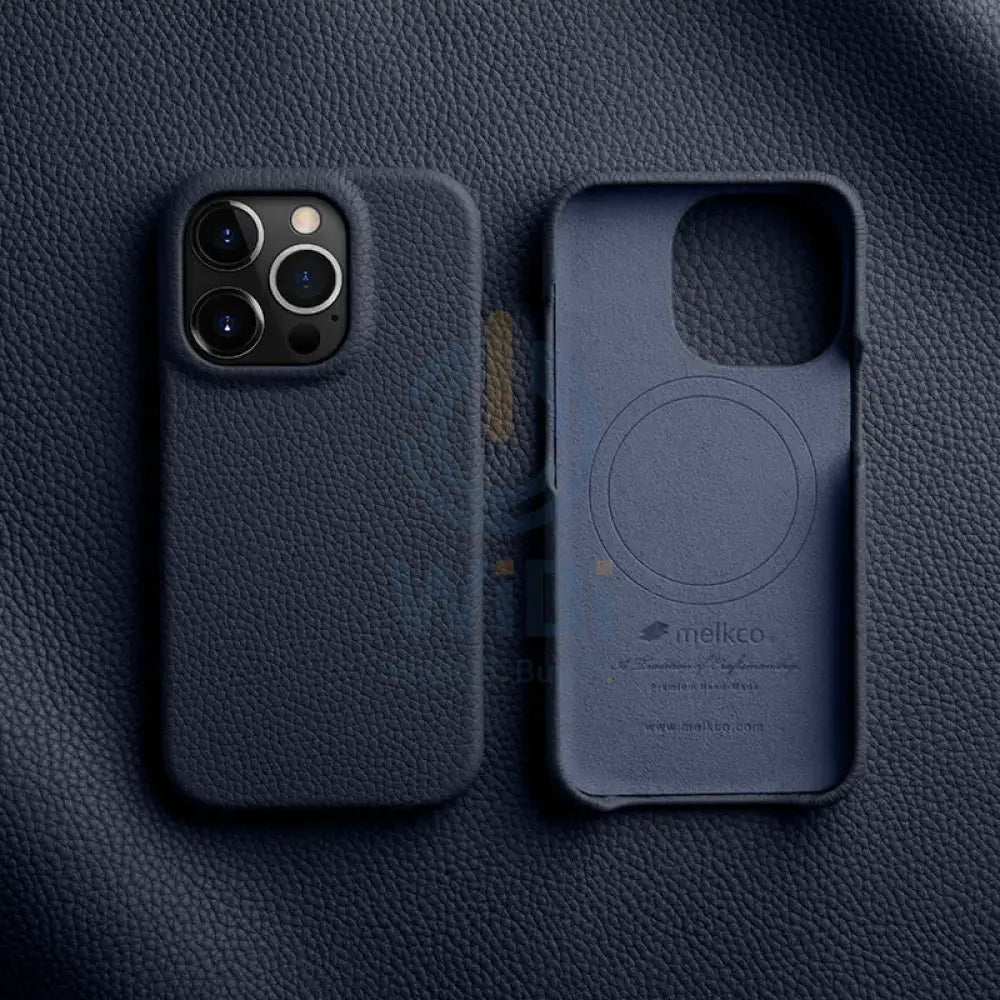 Melkco Back Snap Series Leather Regal Case - Apple iPhone 14 Pro / Dark Blue Accessories > Mobiles & Tablets
