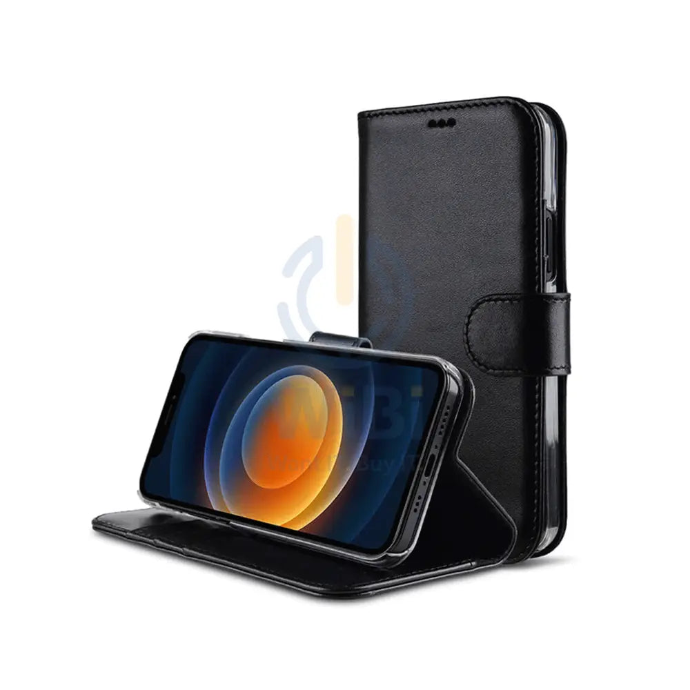Melkco Wallet Leather Book Case For iPhone 12 & 12 Pro - Black Accessories > Mobiles & Tablets