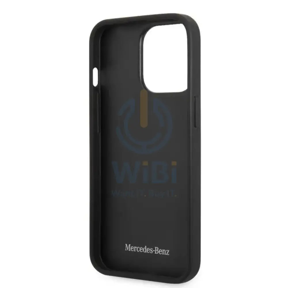 Mercedes-Benz iPhone 14 Pro Max Genuine Leather Case With New WaveIII pattern - Black Accessories > Mobiles & Tablets >