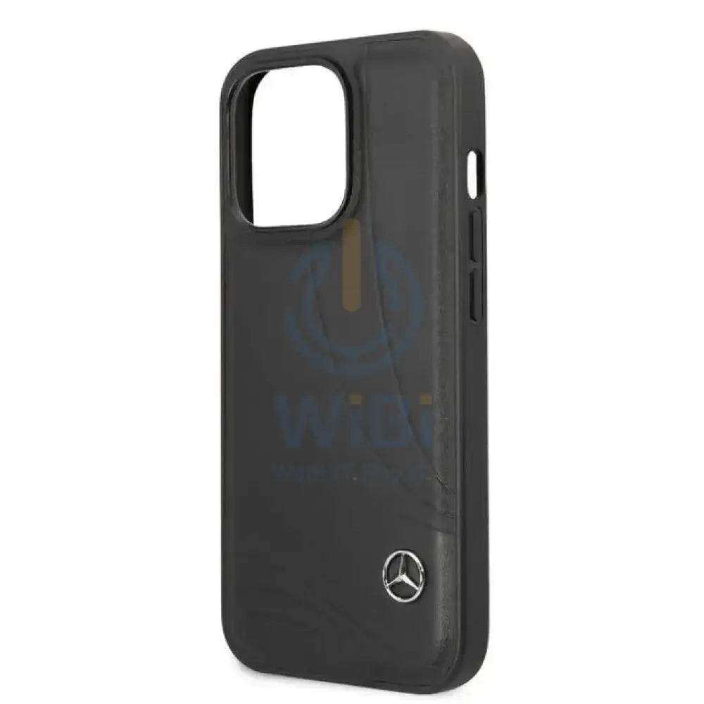 Mercedes-Benz iPhone 14 Pro Max Genuine Leather Case With New WaveIII pattern - Black Accessories > Mobiles & Tablets >