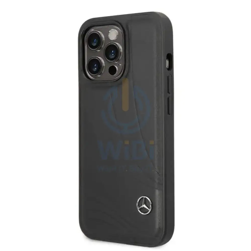 Mercedes-Benz iPhone 14 Pro Max Genuine Leather Case With New WaveIII pattern - Black Accessories > Mobiles & Tablets >