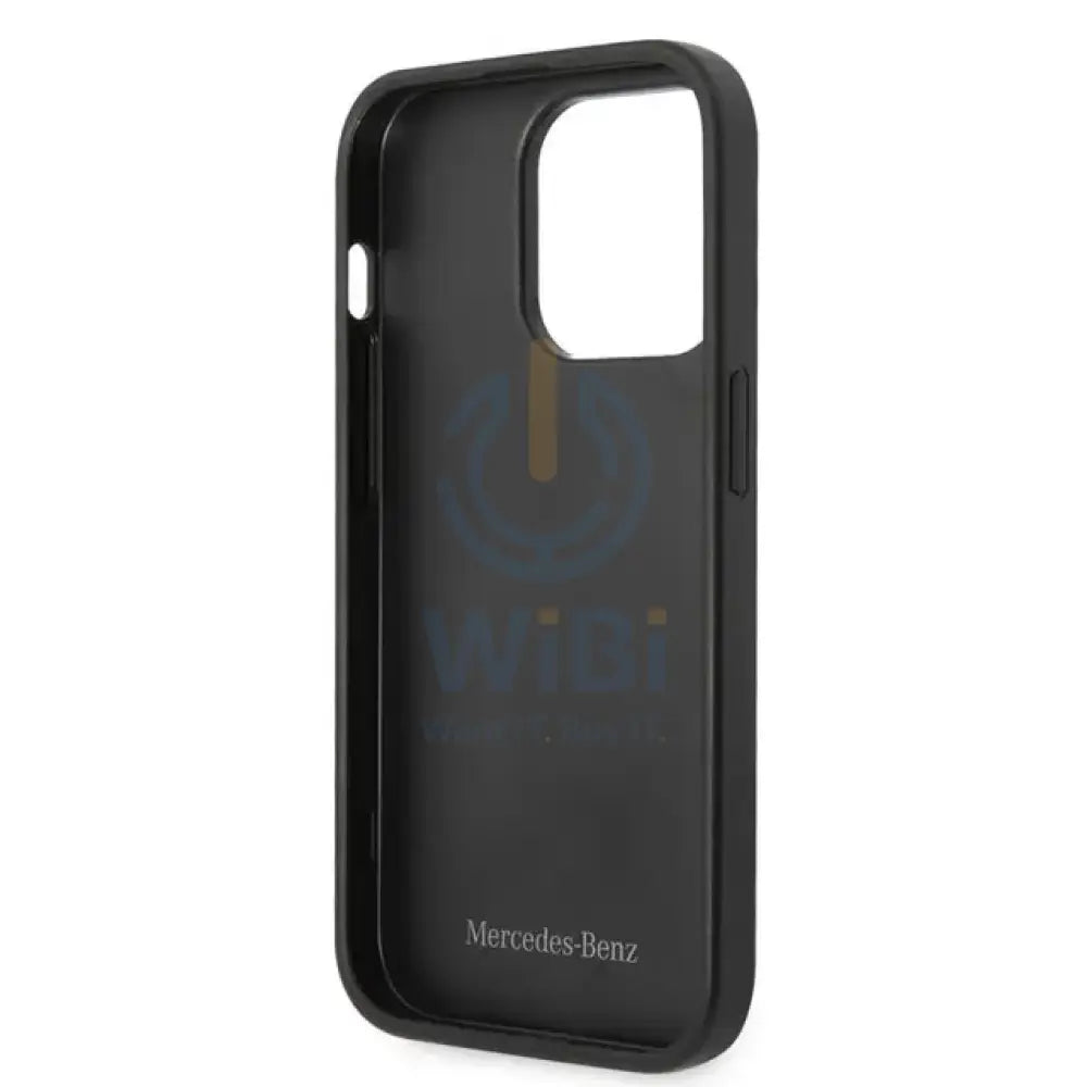 Mercedes-Benz iPhone 14 Pro Max Genuine Leather Case With Star Pattern - Black Accessories > Mobiles & Tablets > Mobiles