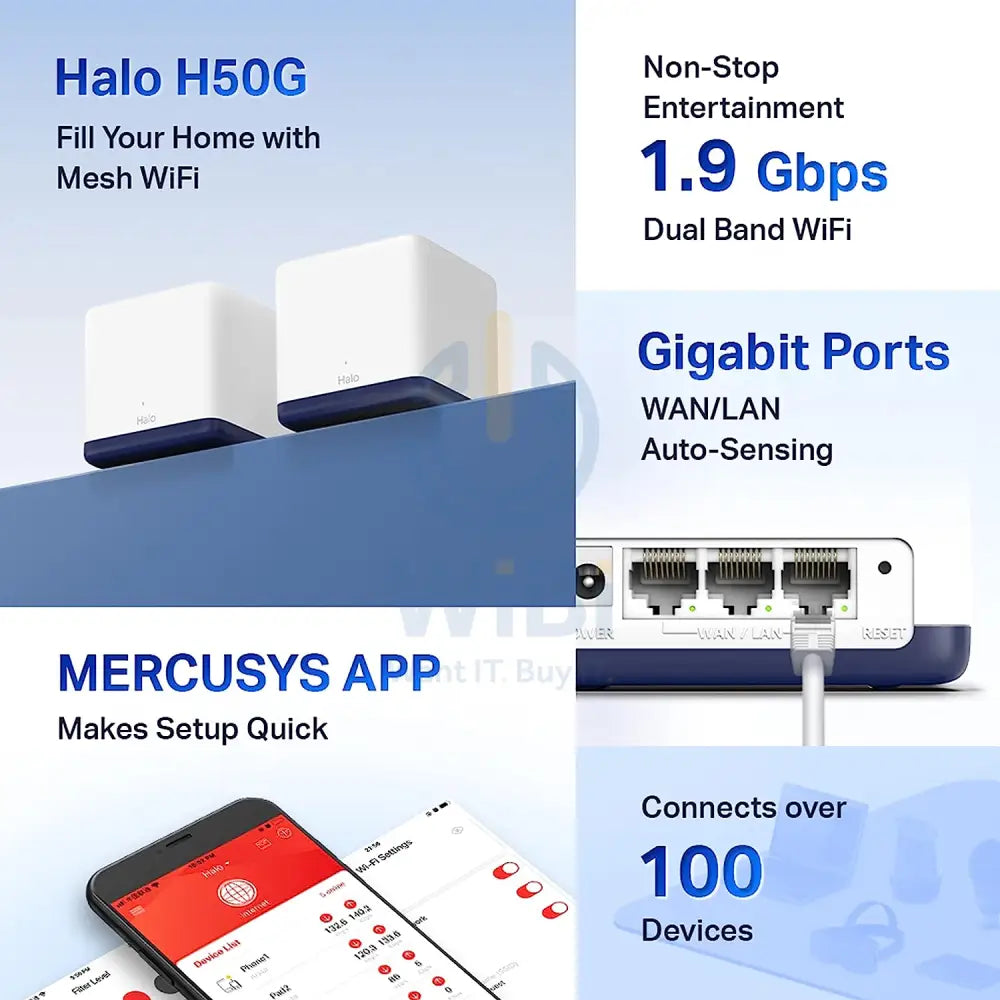 Mercusys H80X AX3000 Whole Home Mesh Wi-Fi 6 System - 2.4 GHz 5 GHz / White Networking Products > Wireless Access Point