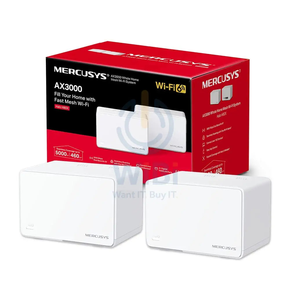 Mercusys H80X AX3000 Whole Home Mesh Wi-Fi 6 System - 2.4 GHz 5 GHz / White Networking Products > Wireless Access Point