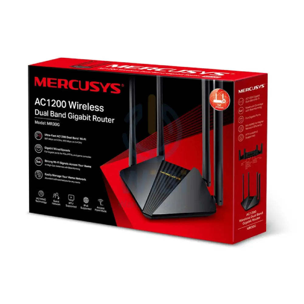 Mercusys MR30G (AC1200) Wireless Dual Band Gigabit Router - 5GHz(867 Mbps) / Gigabit WAN / Gigabit LAN Networking