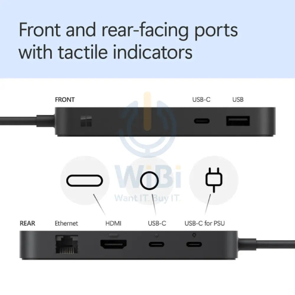 Microsoft Surface USB4 Dock - USB Type-C / USB-A 3.2 Gen 2 / HDMI 2.1 / Gigabit Ethernet - Black Accessories > Docking