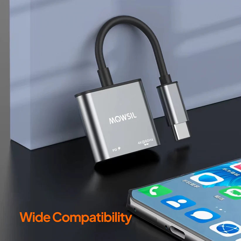 Mowsil Type-C to Dual Type-C Adapter - Silver