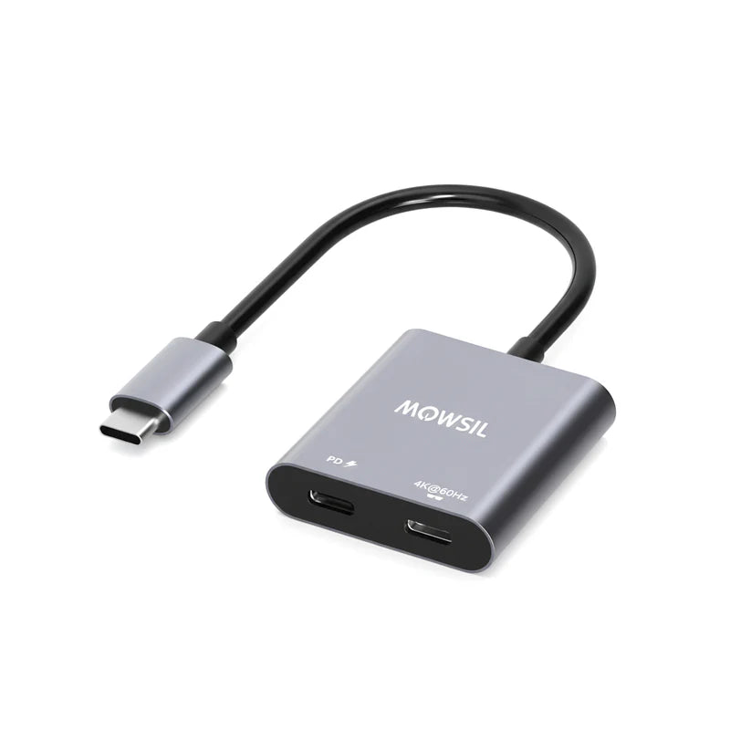 Mowsil Type-C to Dual Type-C Adapter - Silver