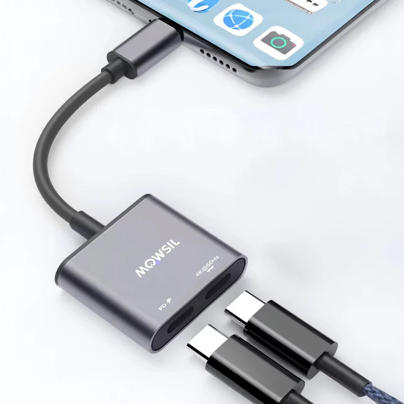Mowsil Type-C to Dual Type-C Adapter - Silver