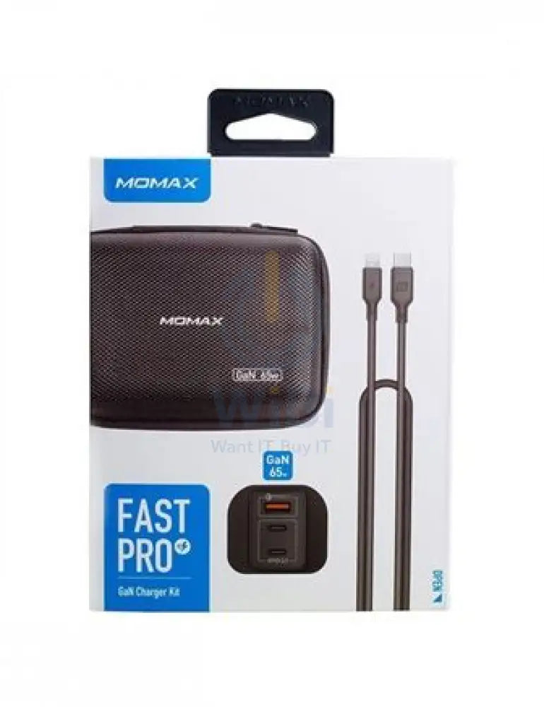 Momax Fast Pro Gan Charger Kit with Lightning Cable – Black Accessories > Power Adapters