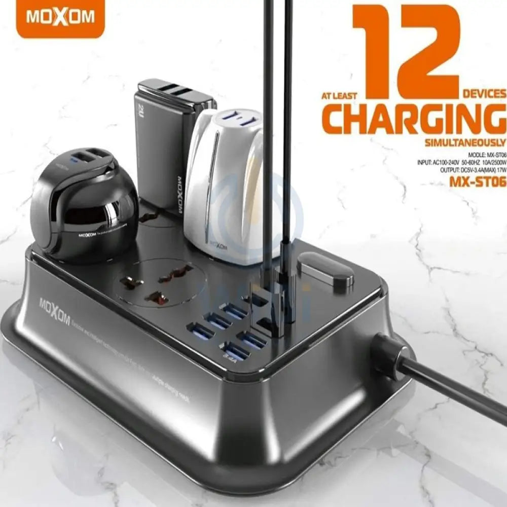 MOXOM 4 Anti-Static Power Socket - 4 Socket / USB-C / Black Accessories > Power > Power Protection > Surge Protector >