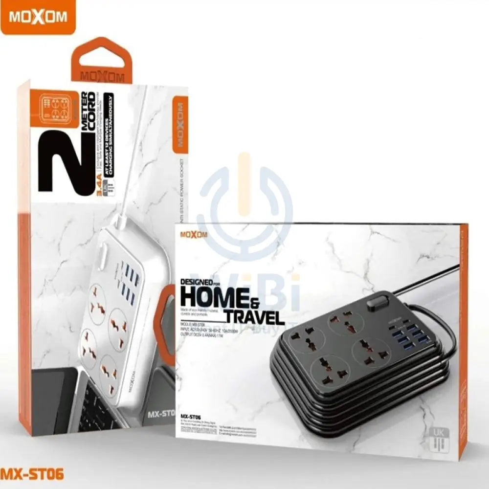 MOXOM 4 Anti-Static Power Socket - 4 Socket / USB-C / Black Accessories > Power > Power Protection > Surge Protector >