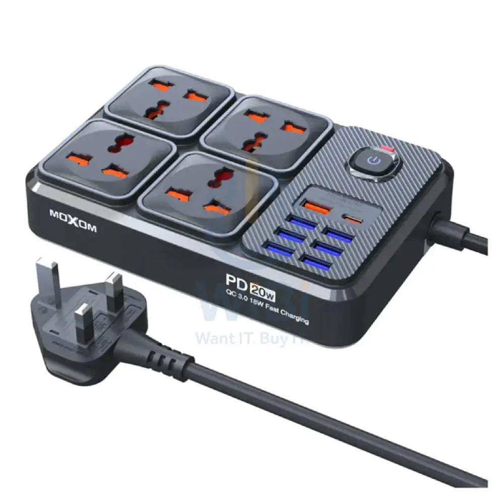 MOXOM MX-ST15 Power Socket - 4 Socket / USB-C / Black Accessories > Power > Power Protection > Surge Protector