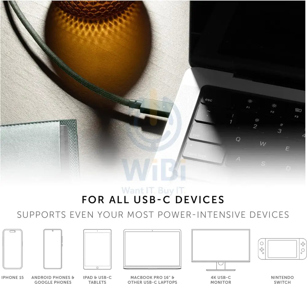 Native Union Belt Cable Pro 240W (USB-C to USB-C) - Slate Green Accessories > Cables & Converters > Cables