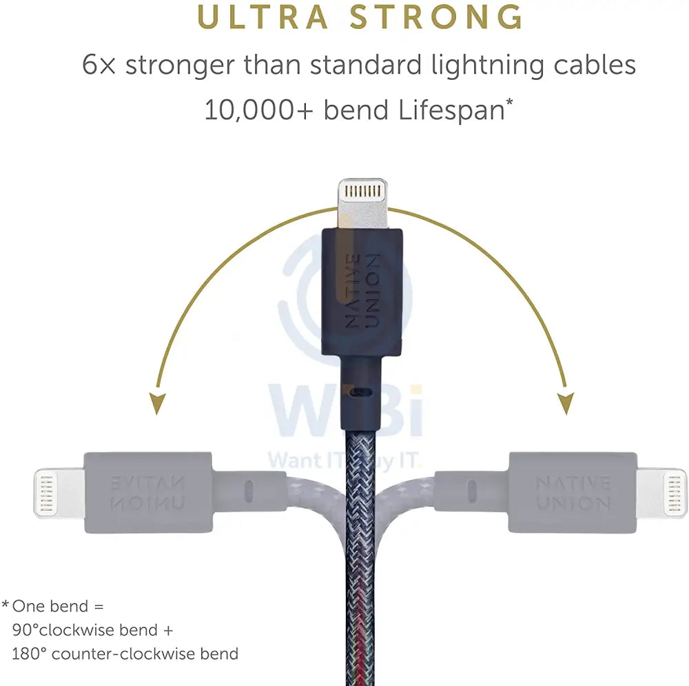 Native Union Belt Cable USB A to Lightning 1.2M - Indigo Accessories > Cables & Converters > Cables
