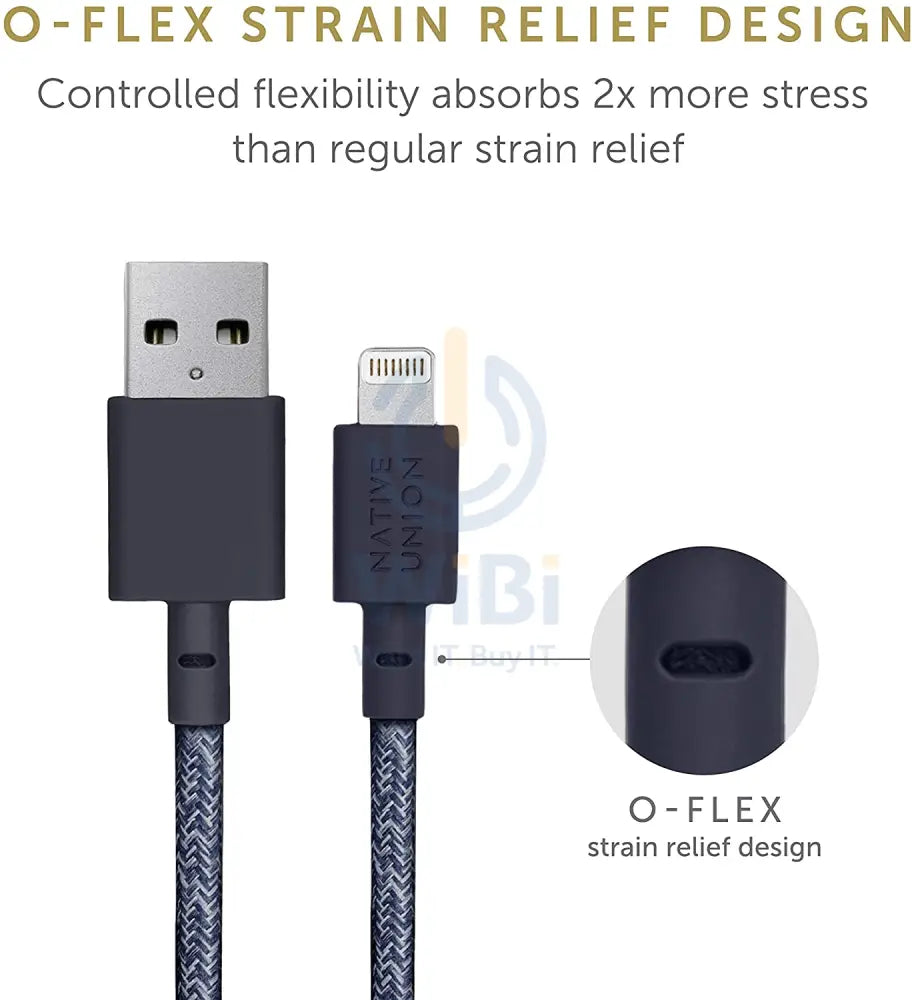 Native Union Belt Cable USB A to Lightning 1.2M - Indigo Accessories > Cables & Converters > Cables