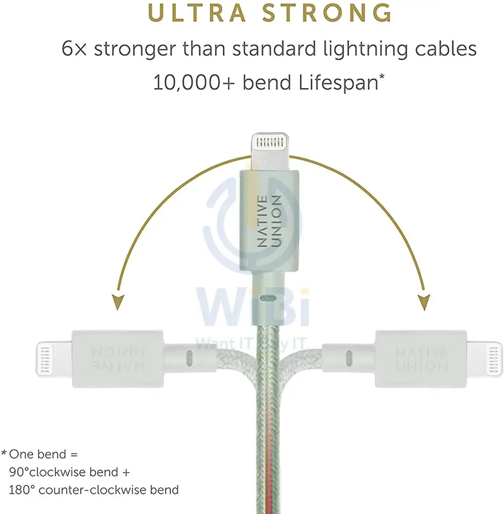 Native Union Belt Cable - USB A to Lightning 1.2M - Sage Accessories > Cables & Converters > Cables