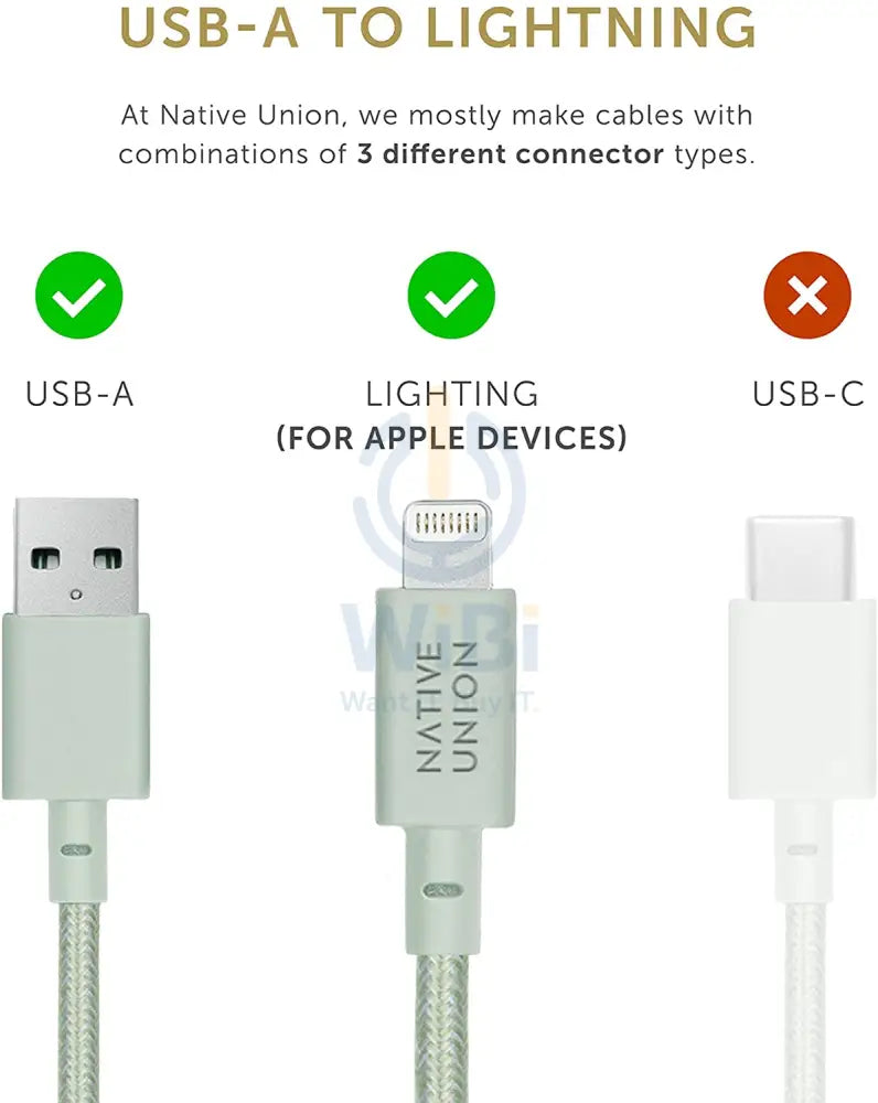 Native Union Belt Cable - USB A to Lightning 1.2M - Sage Accessories > Cables & Converters > Cables
