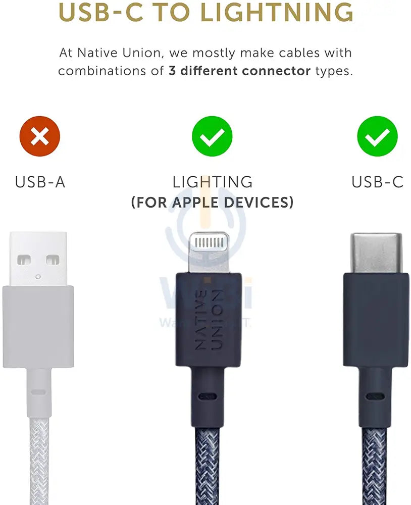Native Union Belt Cable USB-C to Lightning 1.2M - Indigo Accessories > Cables & Converters > Cables