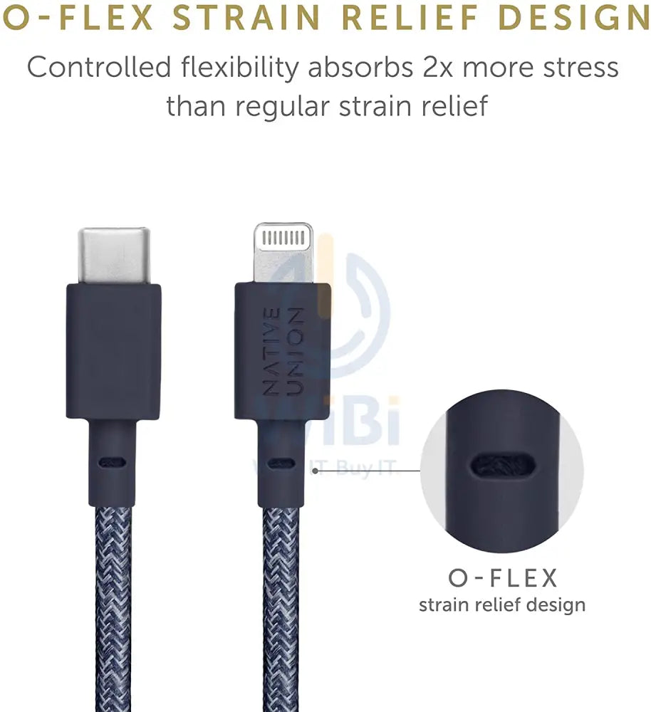 Native Union Belt Cable USB-C to Lightning 1.2M - Indigo Accessories > Cables & Converters > Cables