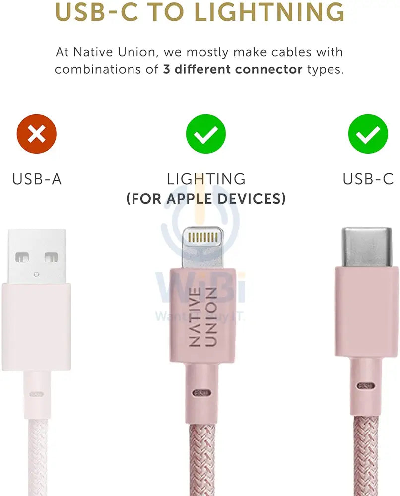 Native Union Belt Cable USB-C to Lightning 1.2M - Rose Accessories > Cables & Converters > Cables