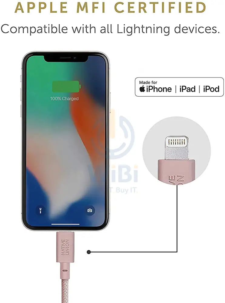 Native Union Belt Cable USB-C to Lightning 1.2M - Rose Accessories > Cables & Converters > Cables