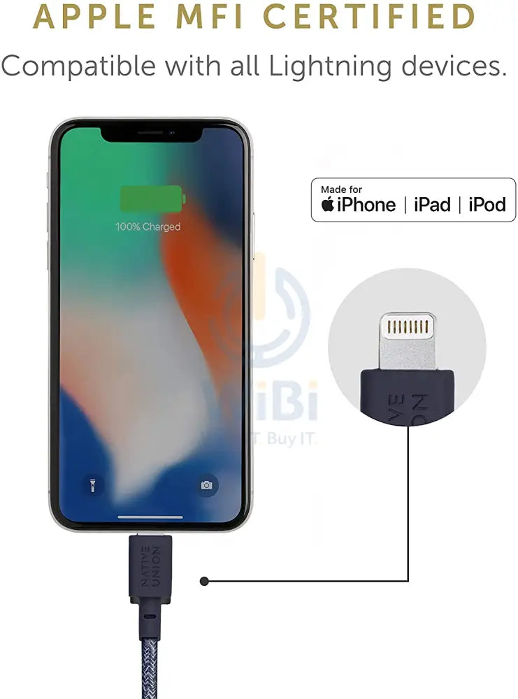 Native Union Belt Cable XL - USB A to Lightning 3M - Indigo Accessories > Cables & Converters > Cables