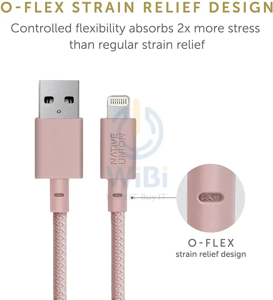 Native Union Belt Cable XL - USB A to Lightning 3M - Rose Accessories > Cables & Converters > Cables