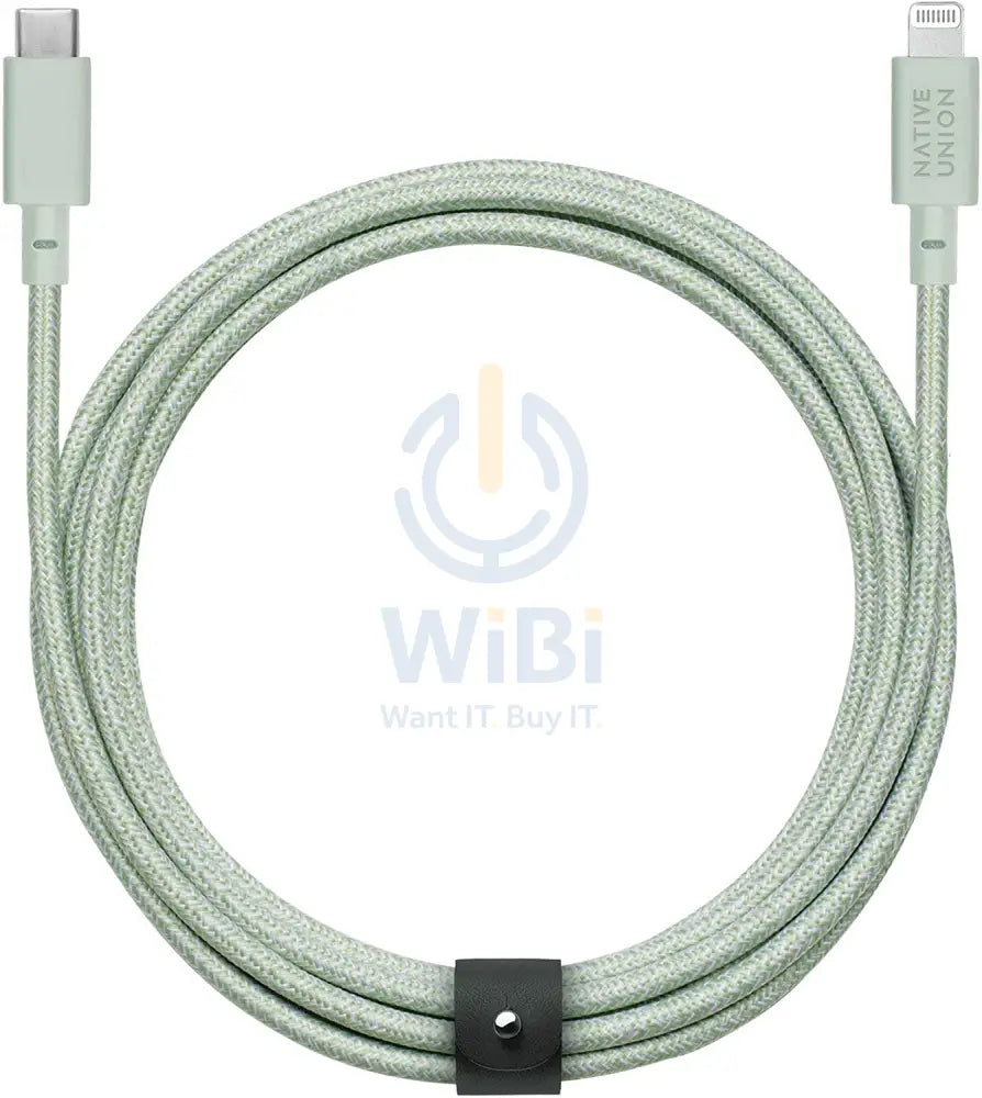 Native Union Belt Cable XL USB-C to Lightning 3M - Sage Accessories > Cables & Converters > Cables