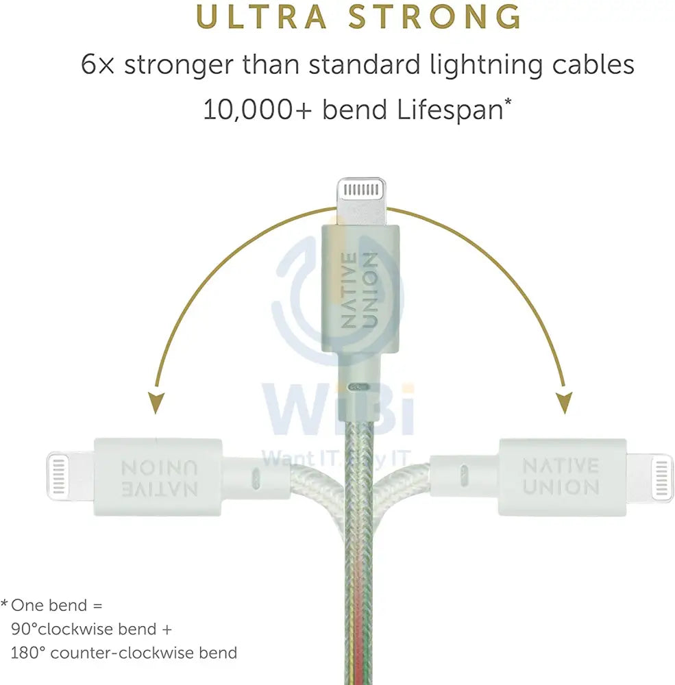 Native Union Belt Cable XL USB-C to Lightning 3M - Sage Accessories > Cables & Converters > Cables