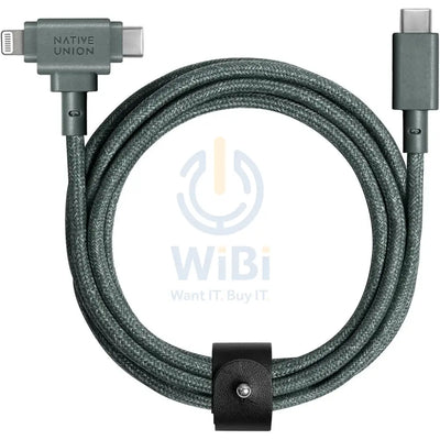 Native Union Belt Duo Cable - Type C / Lightning / 1.5 Meter / slate Green Accessories > Cables & Converters > Cables
