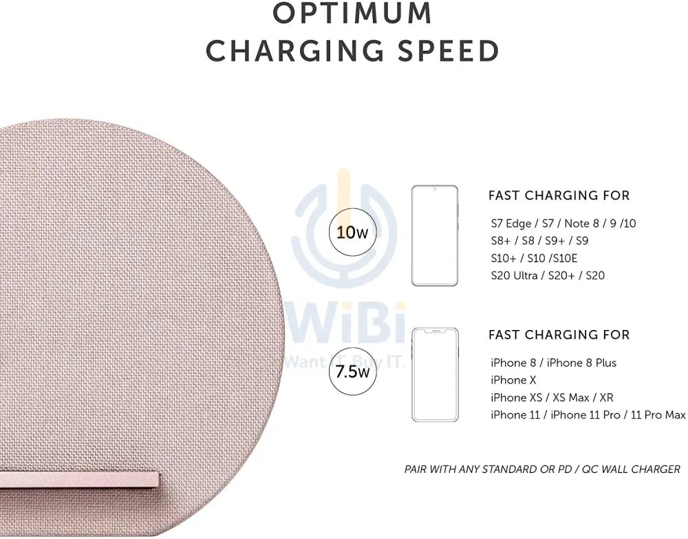 Native Union Dock Wireless Charger Fabric - Rose Accessories > Mobiles & Tablets > Mobiles > Mobile Holder / Stands