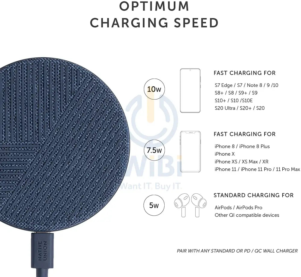 Native Union Drop Wireless Charger Fabric V2 - Indigo Accessories > Power Adapters