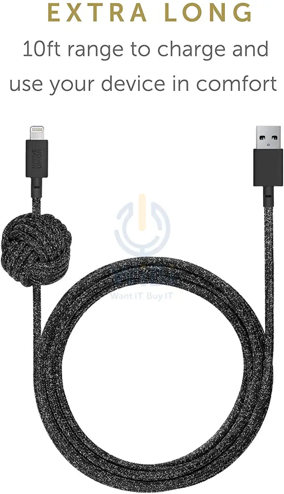 Native Union Night Cable - USB A to Lightning - 3M - Cosmos Black Accessories > Cables & Converters > Cables