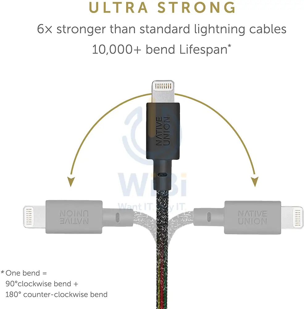 Native Union Night Cable - USB A to Lightning - 3M - Cosmos Black Accessories > Cables & Converters > Cables