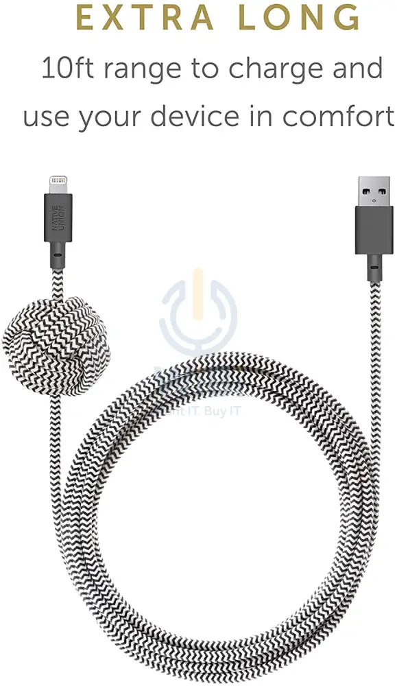 Native Union Night Cable - USB A to Lightning - 3M - Zebra Accessories > Cables & Converters > Cables