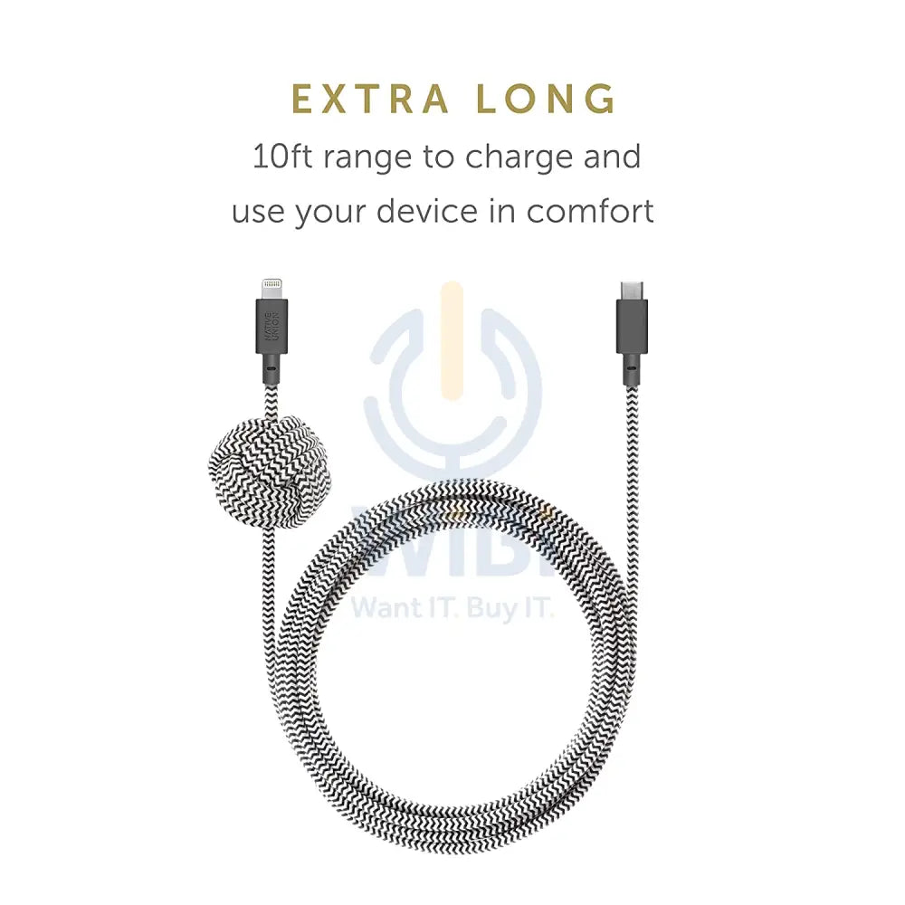 Native Union Night Cable USB-C to Lightning - 3 Meter / Zebra Accessories > Cables & Converters > Cables