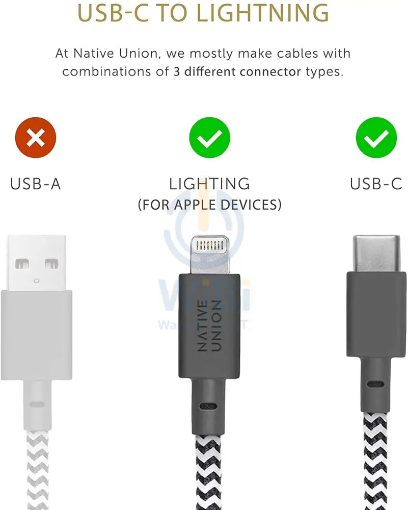 Native Union Night Cable USB-C to Lightning - 3 Meter / Zebra Accessories > Cables & Converters > Cables