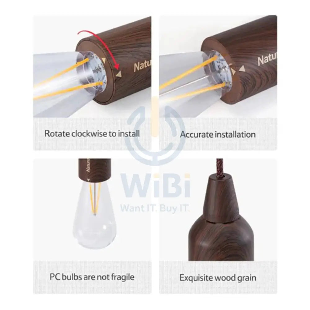 Naturehike LED Outdoor Lightwood Grain Bubble Lamp USB Type Outdoor & Travel > Lamps