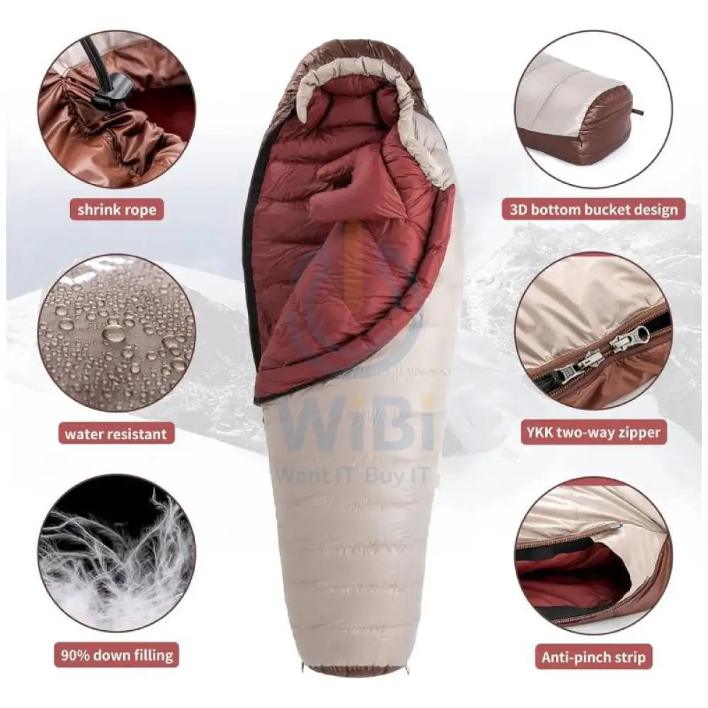 Naturehike (Snowbird) Mummy Duck Down Sleeping Bag - XL / Smoke Brown Outdoor & Travel > Bags