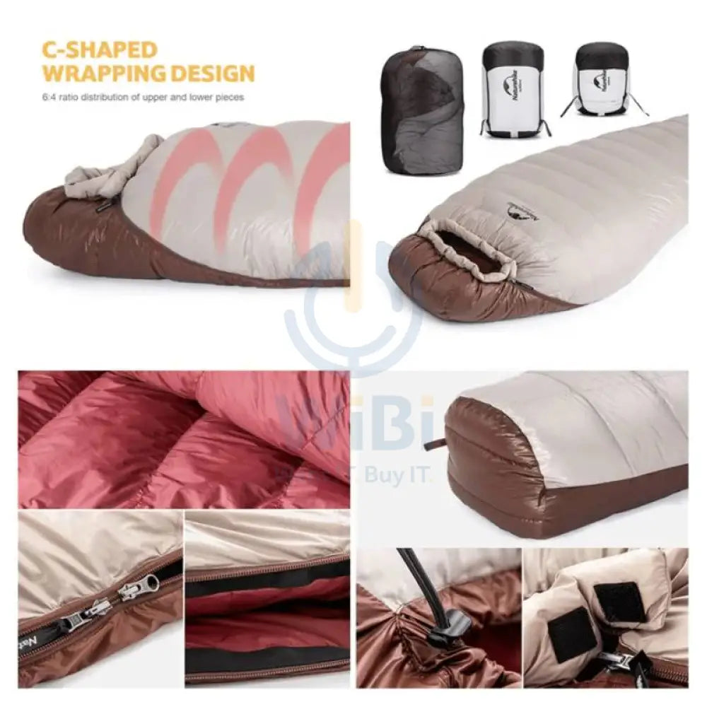 Naturehike (Snowbird) Mummy Duck Down Sleeping Bag - XL / Smoke Brown Outdoor & Travel > Bags