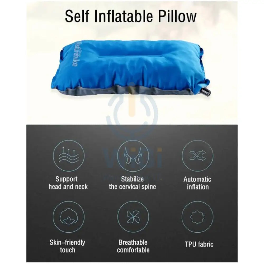 Naturehike Sponge automatic inflating pillow - Light Blue Outdoor & Travel > Pillows