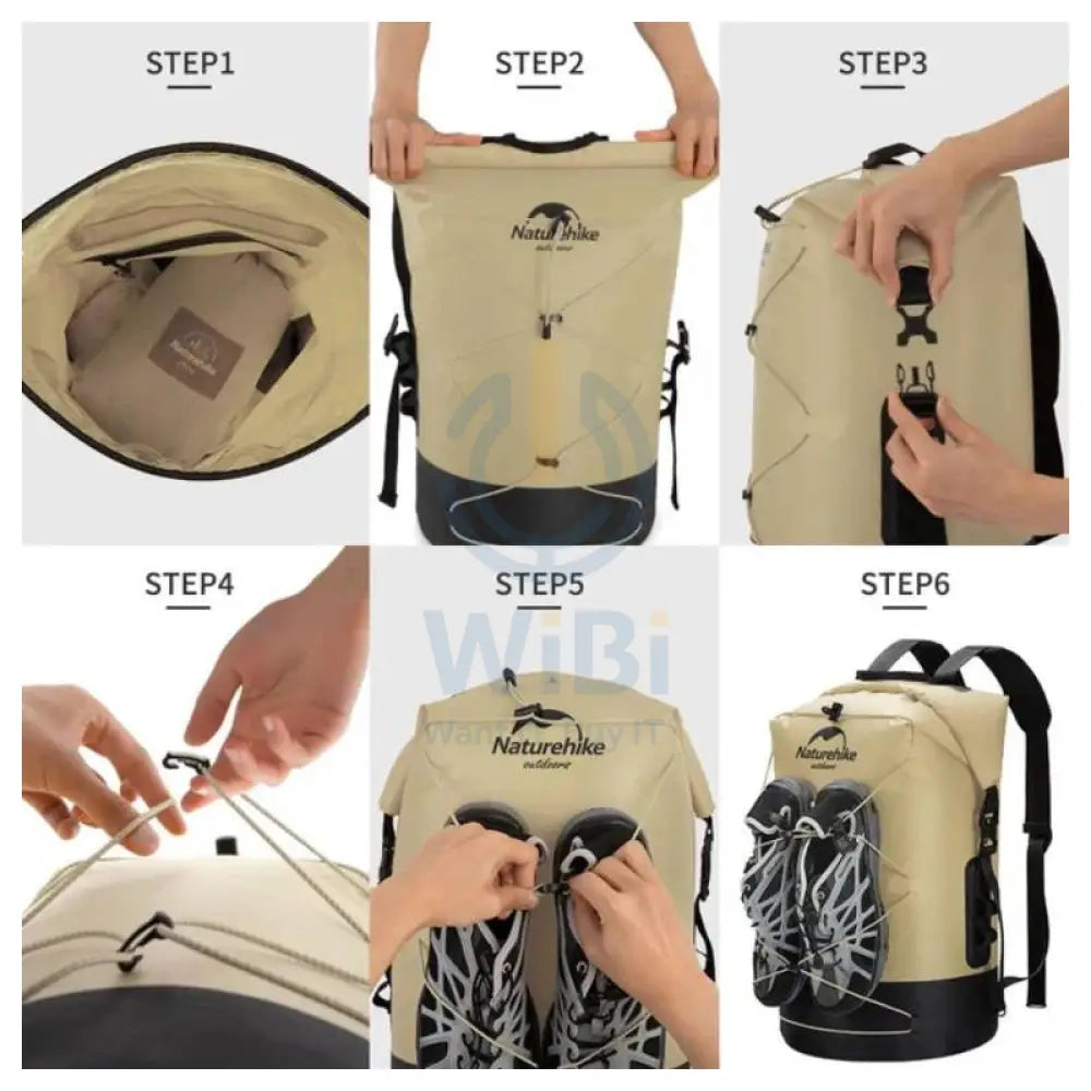 Naturehike TB03-shimmer-TPU Wet And Dry Separation Waterproof Bag - 40L / Khaki Outdoor & Travel > Bags