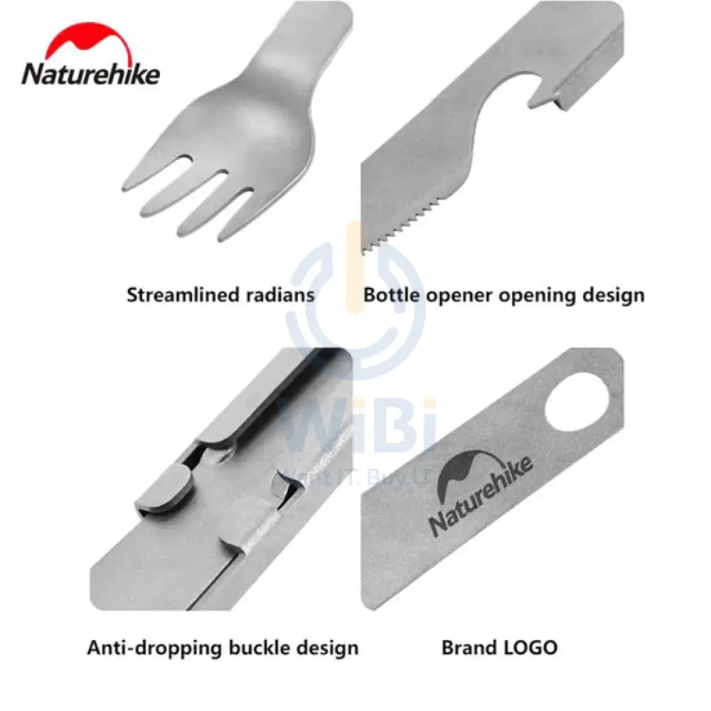 Naturehike Titanium Knife Fork and Spoon Set - Titanium Outdoor & Travel